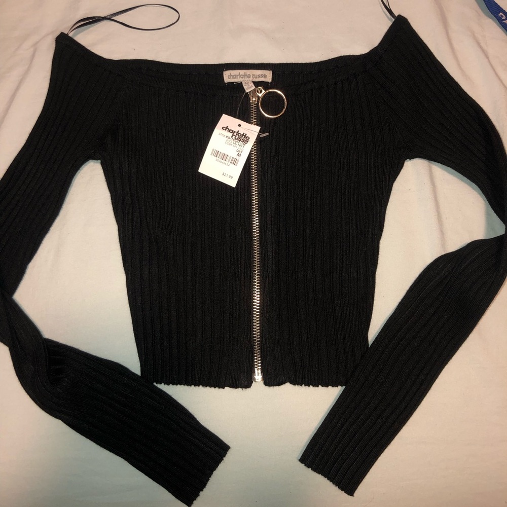 Black Ribbed Crop Top